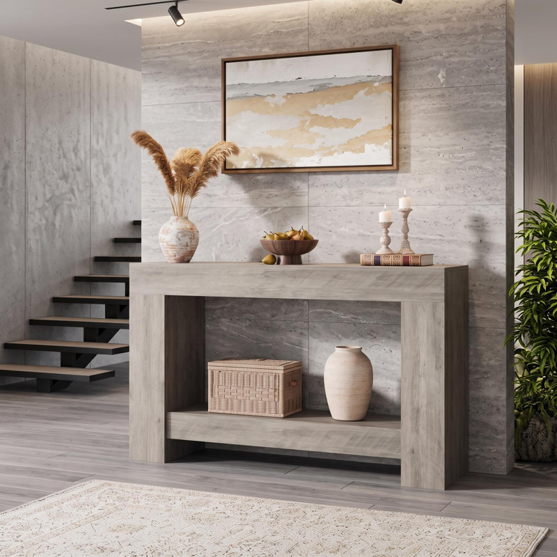 47.24 Inches Long Console Table for Entryway, 2-Tier Large Sofa Table with Storage, Wood Farmhouse Console Table for Living Room, Wooden Entrance Entry Table for Entryway, Hallway