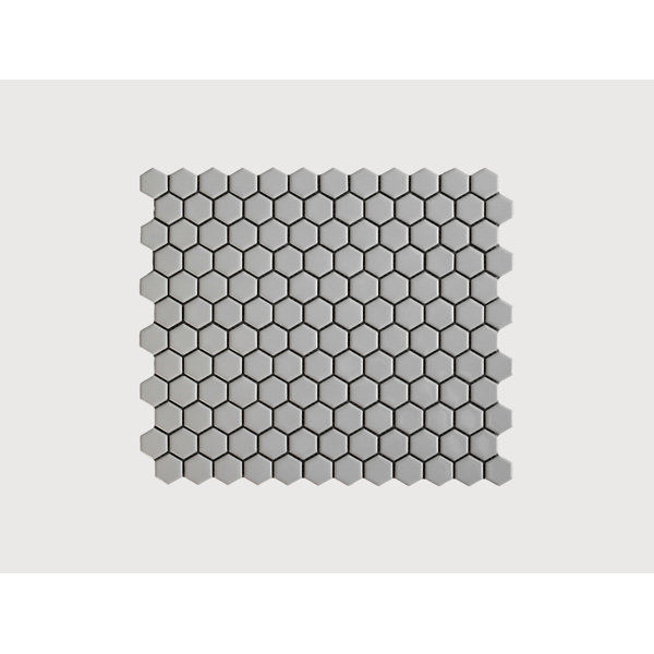 Metro Grey Glossy Hex 1" Mosaic