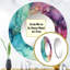 Teal mauve Borealis encre liquide Lansdcape - miroir décoratif aurore boréale, miroir mural rond bleu, impression d'art en métal-99621622