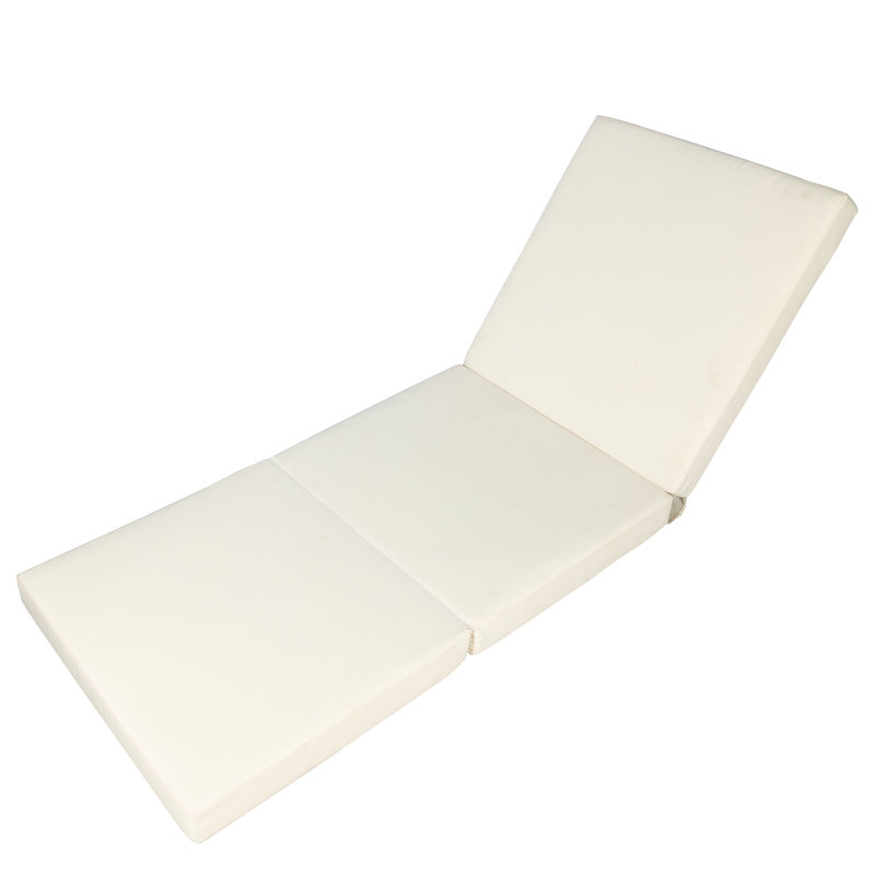 / Chaise Lounge Cushion - Three Folds Style. To Wind And , Foam Lined. 26.59"W X 74.69"D 3.96"H, Cream (Three Folds). Water-, Lined For Long Time Sitting.