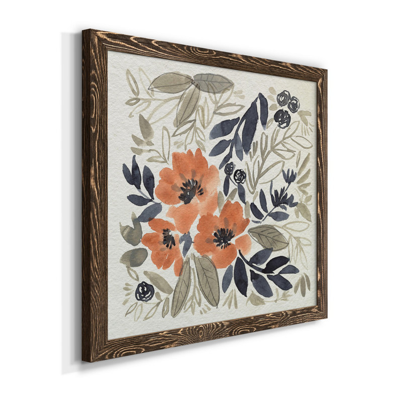 Sienna & Paynes Flowers II - Toile encadrée de qualité supérieure - prête à être accrochée, H 17 po x l 17 po x P 1,5 po