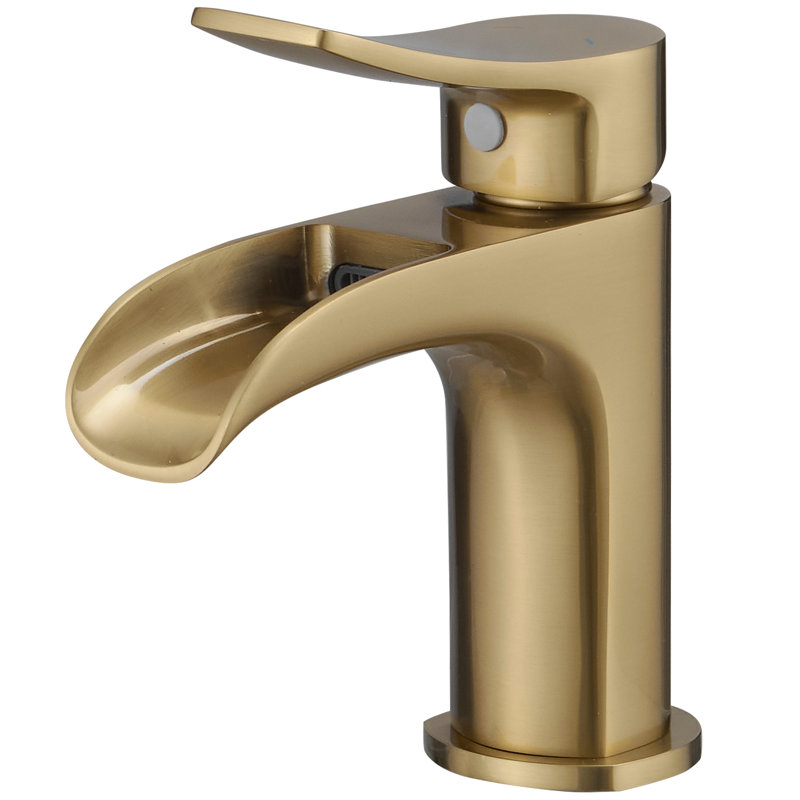 Single-handle Bathroom Faucet with Drain Assembly, Brushed Gold
