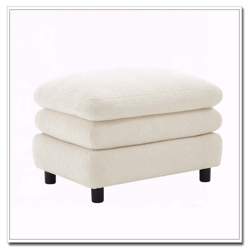 Curved Ottoman, Beige White