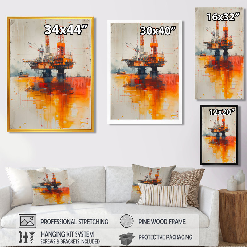 Impression sur toile Orange Orange, H 16 po x l 32 po x P 1 po, Toile encadrée flottée blanche