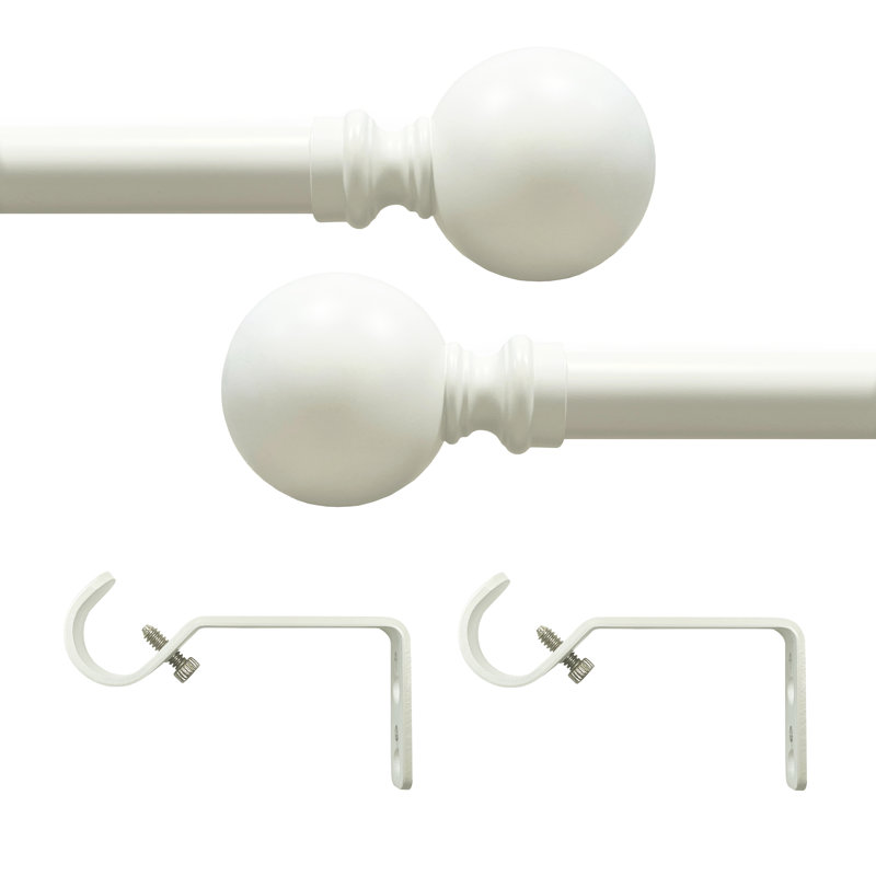 Antique White Adjustable Decorative Rod with Finials, 28-48 Inches
