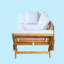 Canapé d'extérieur d'extérieur pour lit de jour, canapé 3 places avec accoudoirs pliables et 4 coussins de dossier, coussin amovible en teck et structure en bois d'acacia beige