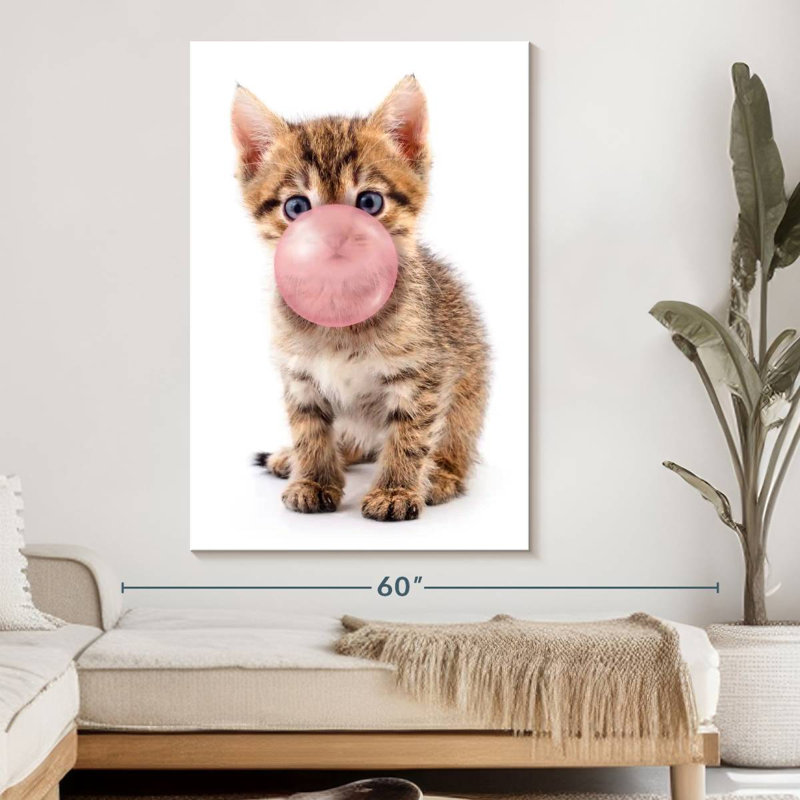 " Bubble Gum Kitten ", 34" H x 51" W x 1.25" D