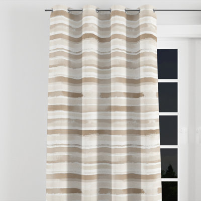 Rideaux rayés en velours - Rideau à œillets beige et sable - 1 panneau
