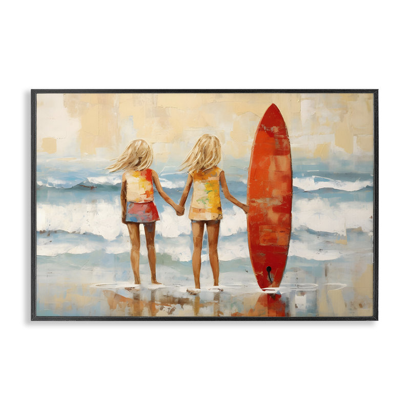 Art pour enfants et plage, estampe numérique par Petal Prints Design, Giclée encadrée noir minuit, H 16 po x l 24 po