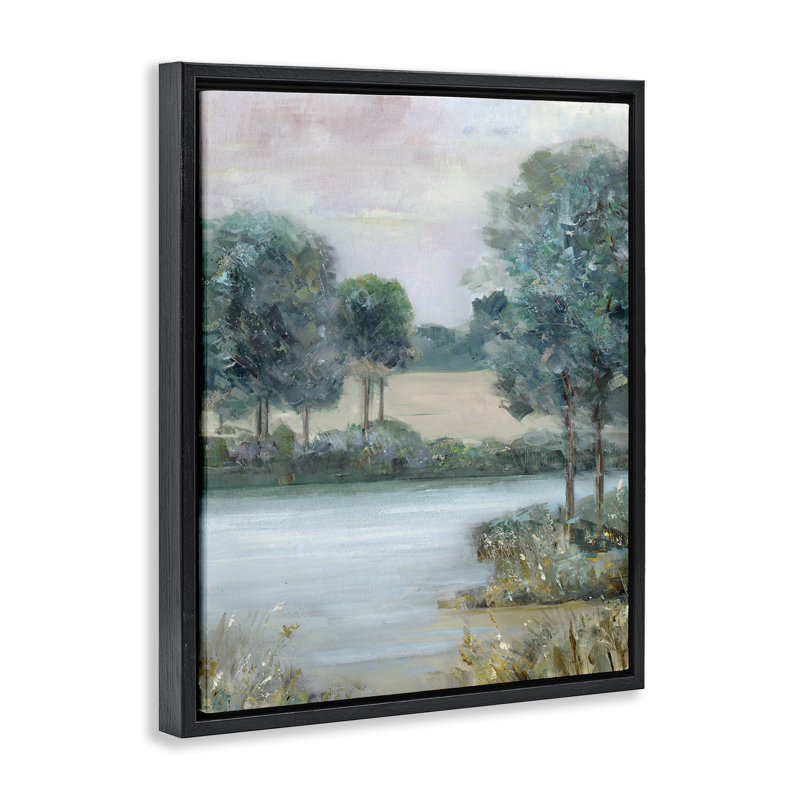 Rivière Marsh en forêt, Cadre flottant noir de jais, H 21 po x l 17 po