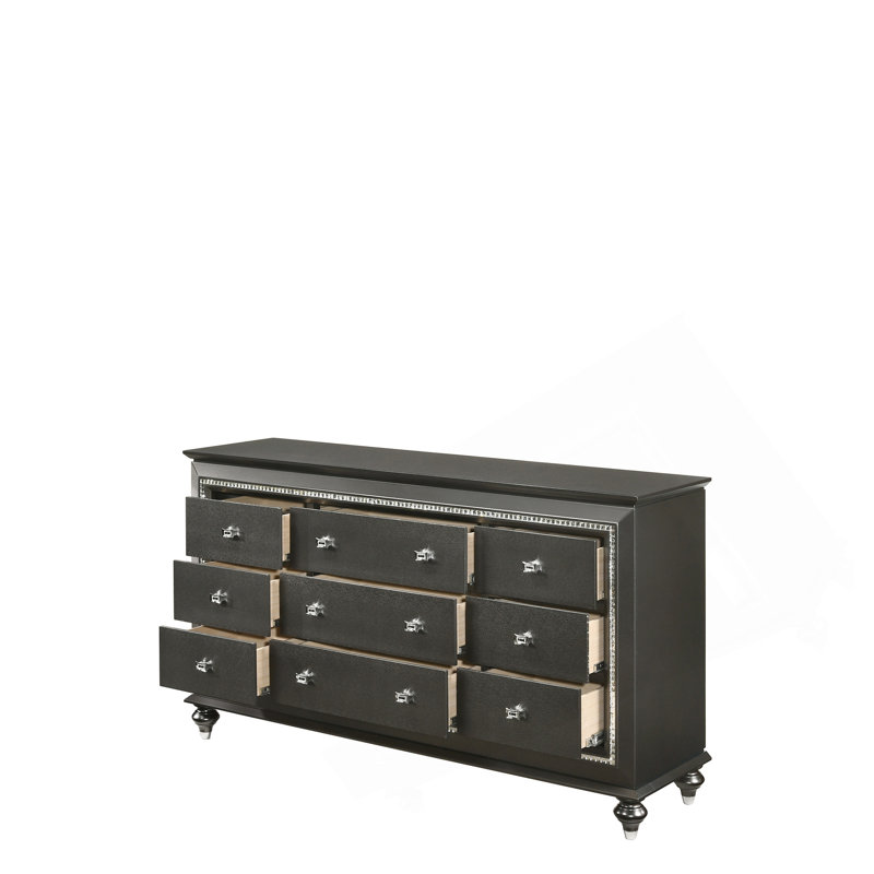 Kaitlyn Metallic Gray Finish Dresser, Silver Gray