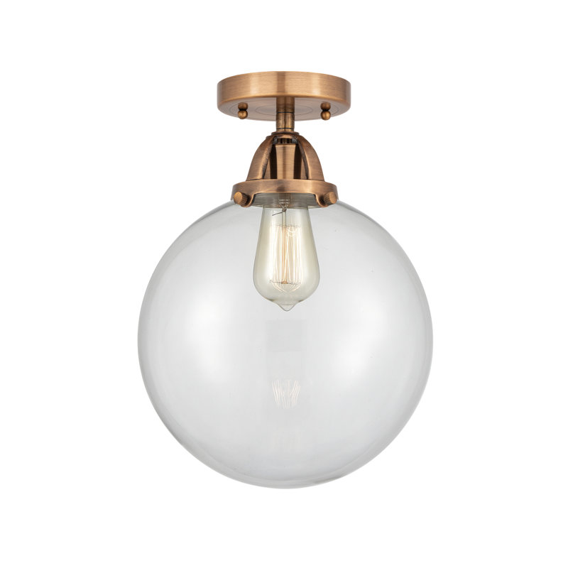 Plafonnier semi-encastré en verre DEL d'Alphonsa, Oui, Cuivre antique, Aucune ampoule incluse