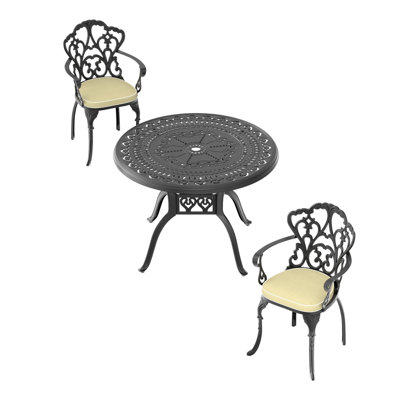 (Cushions In  Random Colors)3Piece Set Of Cast Aluminum Patio Furniture With  Cushions