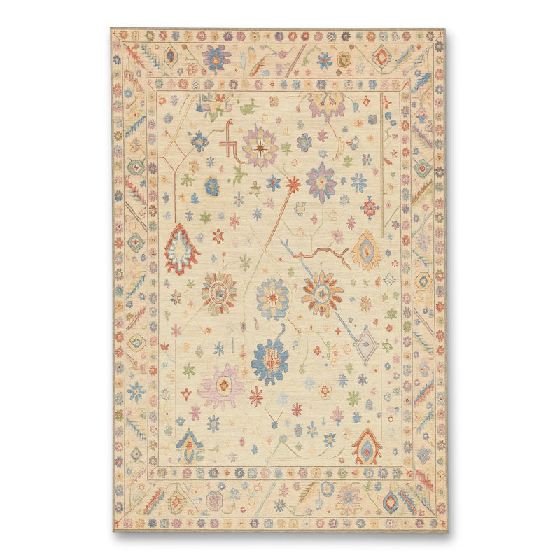 Tapis tissé à motif ondulé crème Mosso, 2' x 2'11"