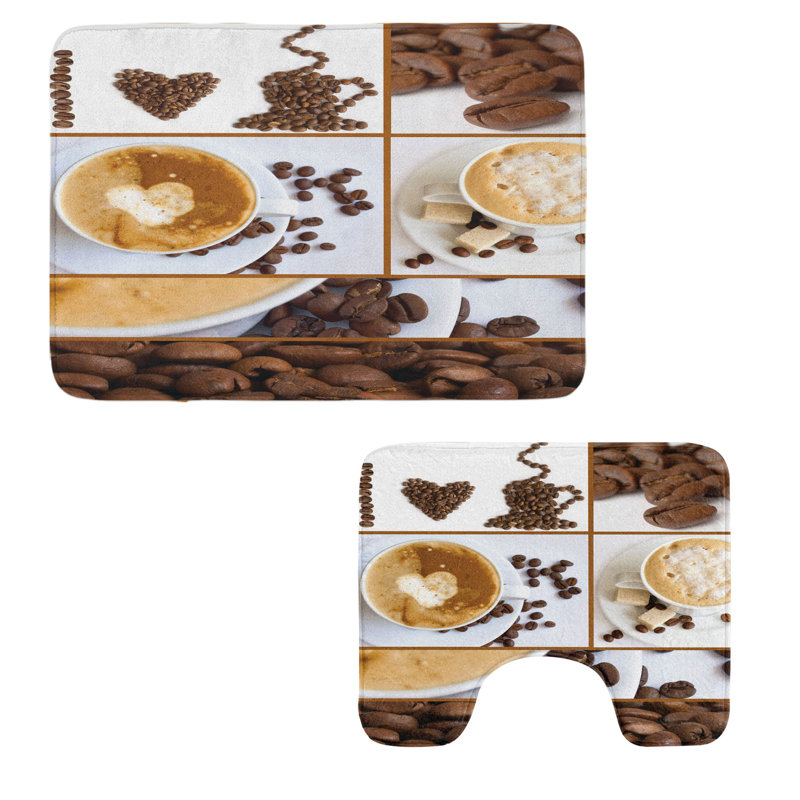  Ensemble de tapis pour salle de bain Coffee 2 pièces