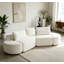 Ensemble de canapé modulaire de 106,3 pouces en forme de V en tissu chenille, avec trois coussins décoratifs et deux repose-pieds courbés, parfaitement adapté pour les salons, les chambres et les bureaux. Beige