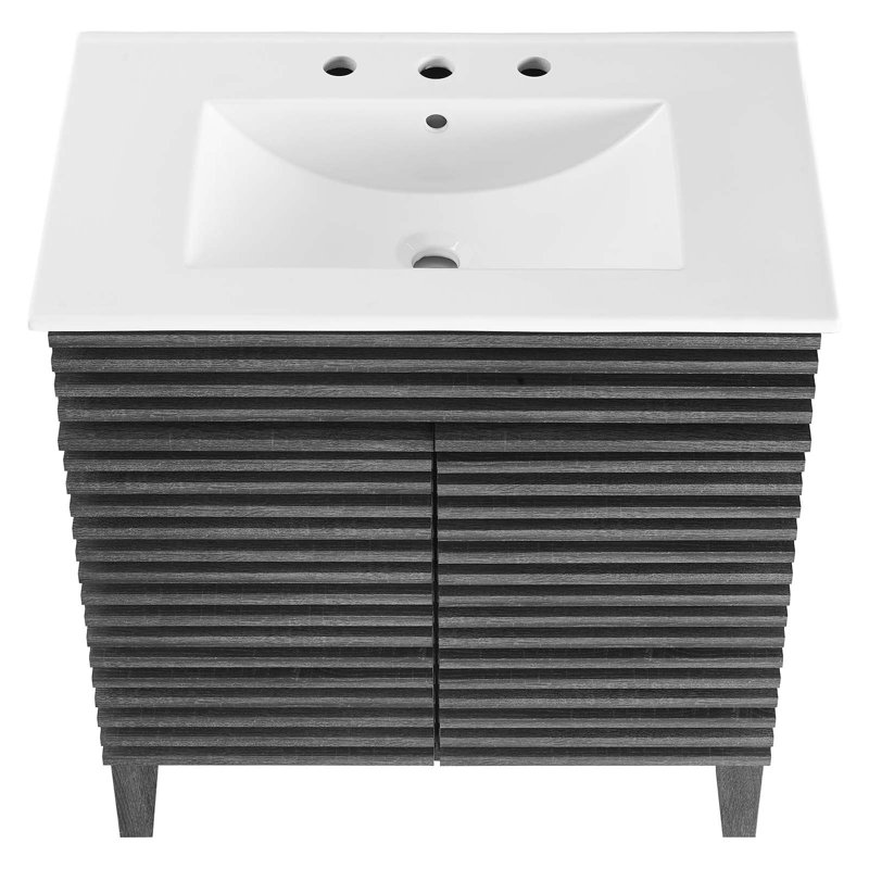 Render 30" Bathroom Vanity Cabinet, Charcaol/White
