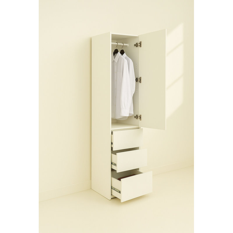 Marsden Modular Wood Closet System With Mirror In White