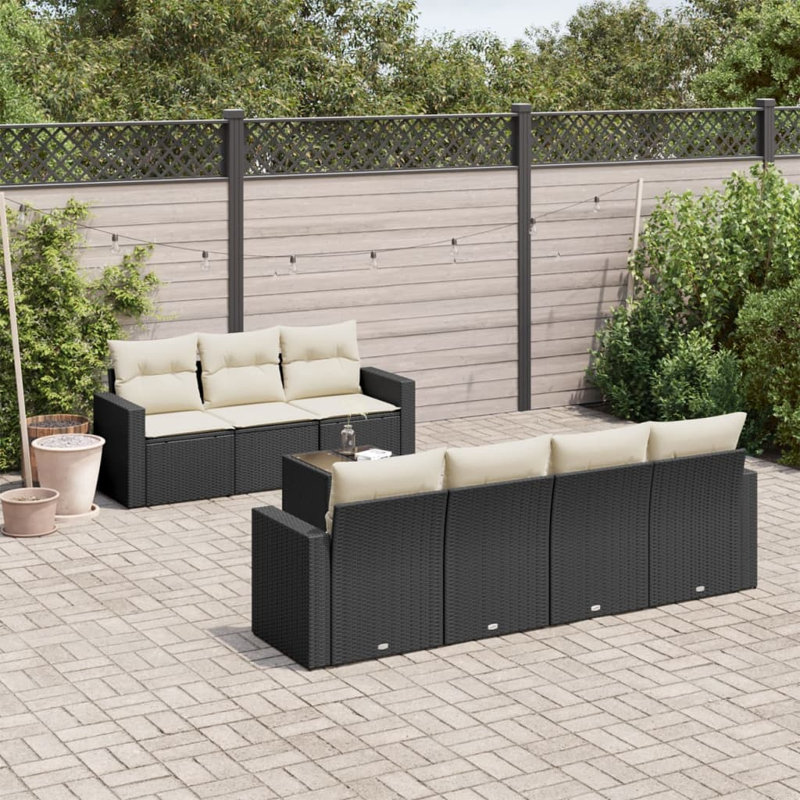 Ensemble de canapé de jardin Vidaxl noir, blanc crème