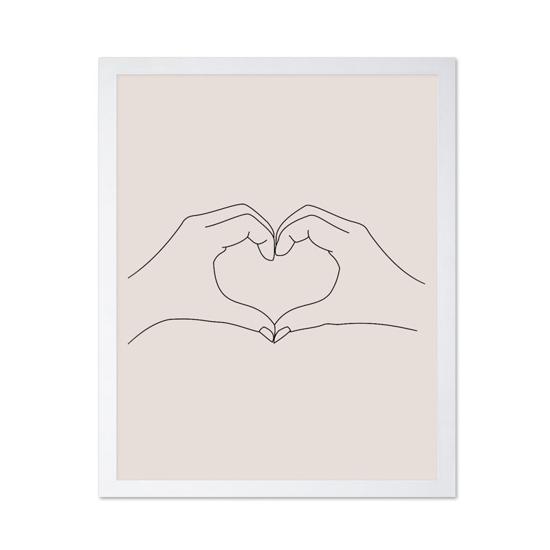Deux mains faisant un cœur n ° 1, Poster, 24"H x 32"W, White Framed