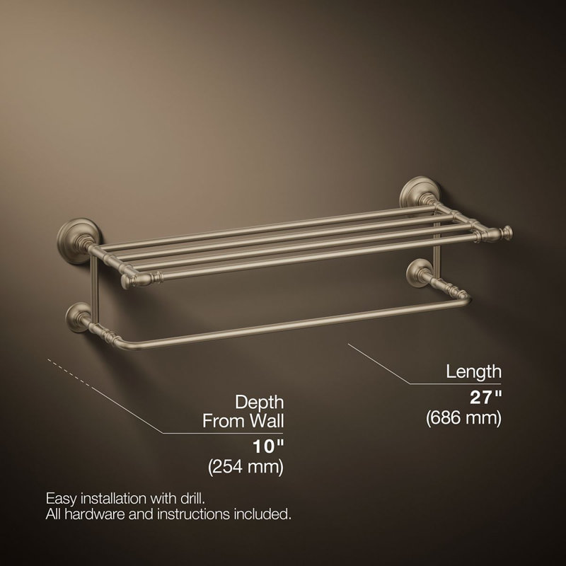 Artifacts Hotelier Wall Shelf, Vibrant Brushed Bronze