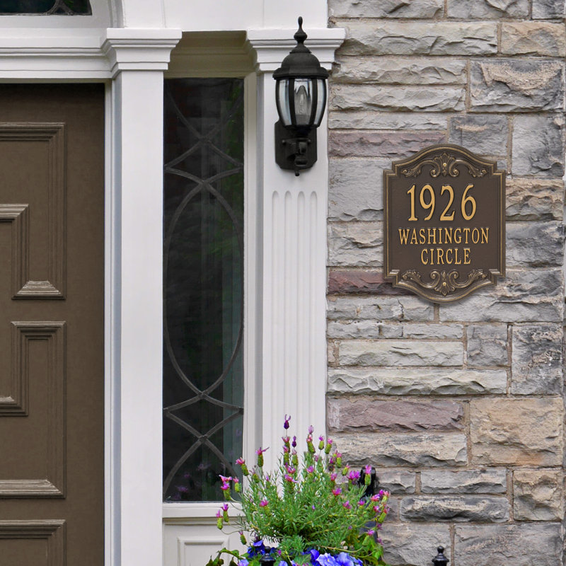 Signature Series 3-Line Wall Address Plaque, Bronze, Gold, Yes