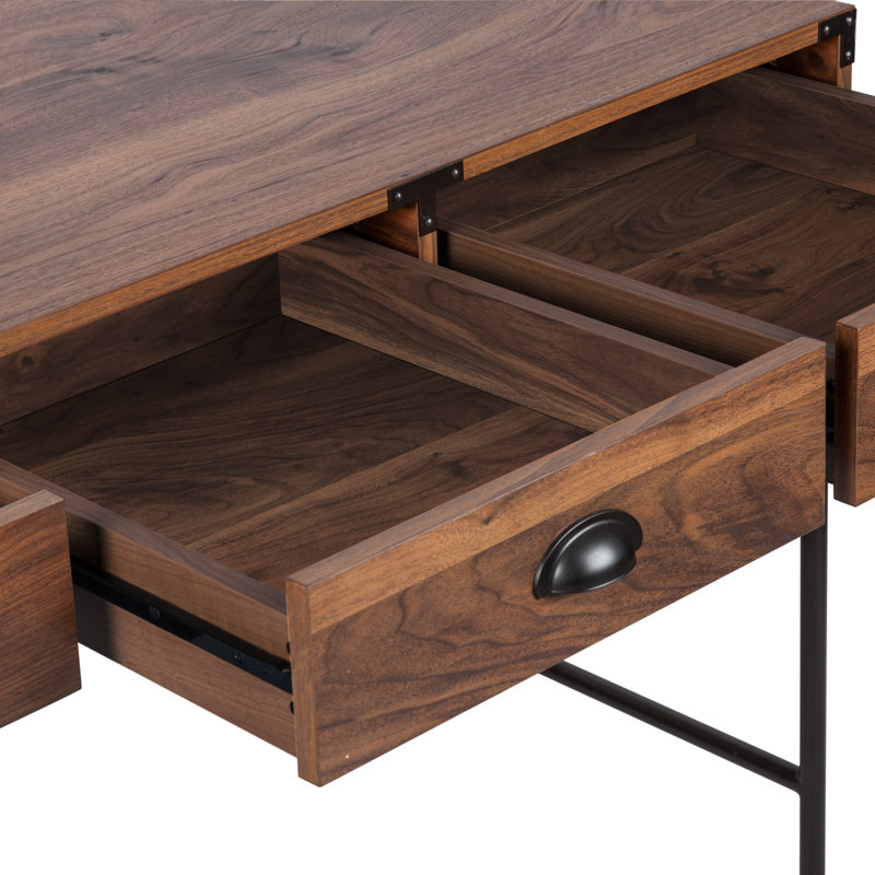 Wycombe 2 Piece Rectangular Writing Desk, Walnut, 30" H  x  59" W  x  30" D