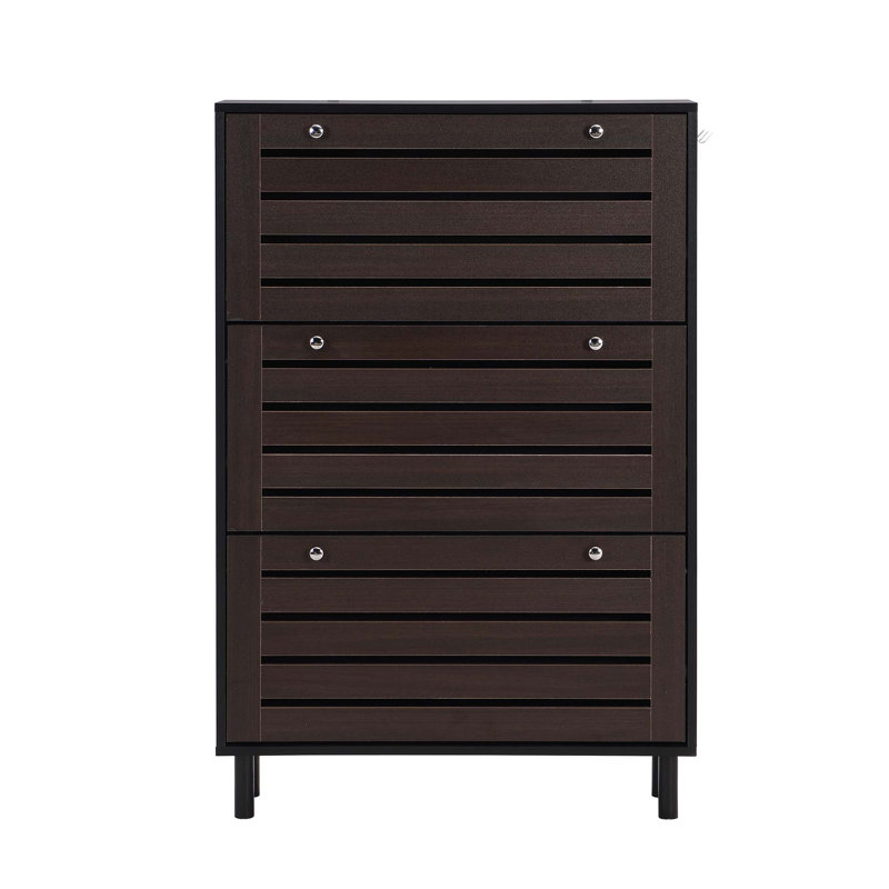 Armoire de rangement pour chaussures 24 paires, range-chaussures avec 3 tiroirs rabattables, étagère à chaussures étroite et étroite pour le couloir