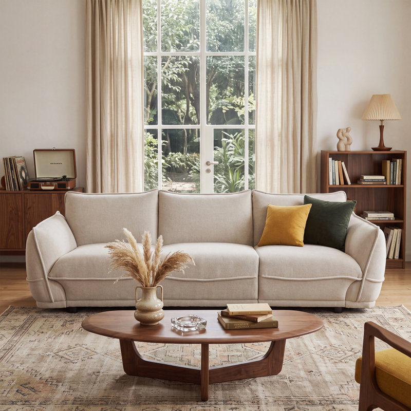 Canapé rembourré avec accoudoirs, Beige