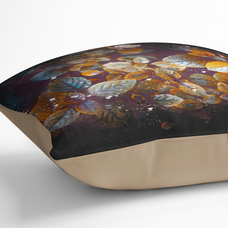 Pretty Leaves Cushion with Filling, 40cm H x 40cm W x 15cm D, Stone
