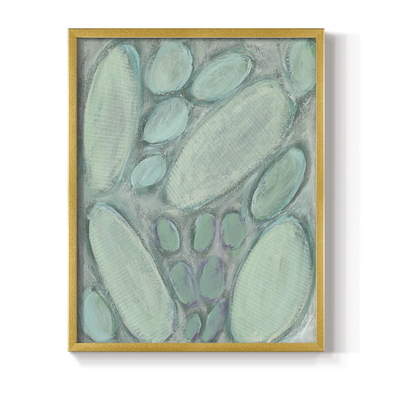 Blue Orbs I, reproduction encadrée - bois massif, Or, H 10 po x l 8 po