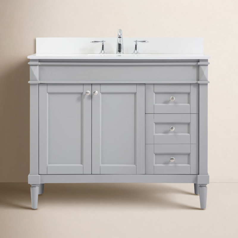 Readington 42'' Single Bathroom Vanity with Engineered Marble Top, Gray, 42"