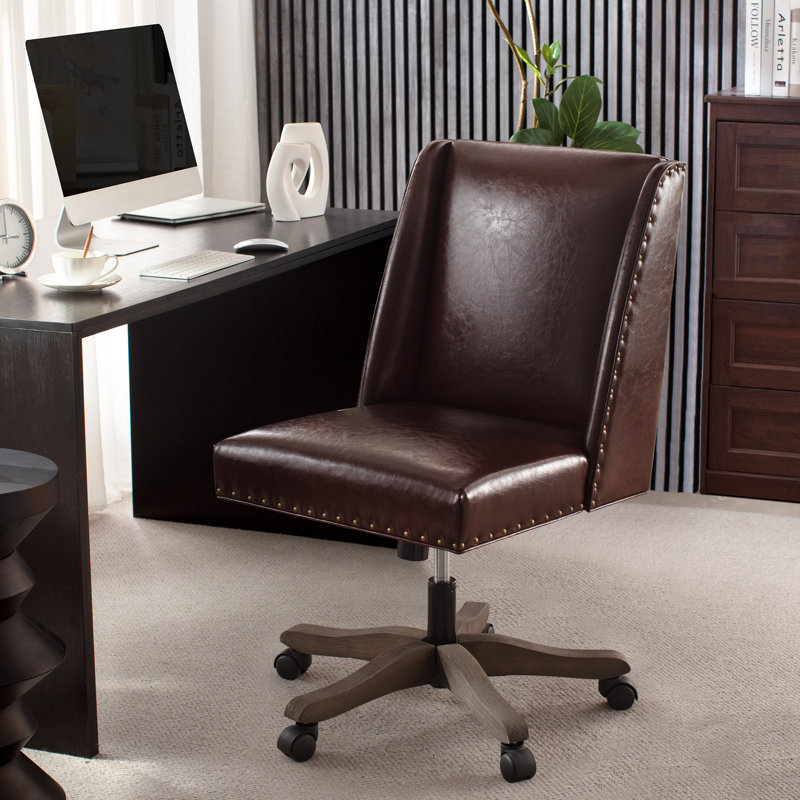 Mellins Swivel Chenille Upholstered Task Chair, Vintage Espresso