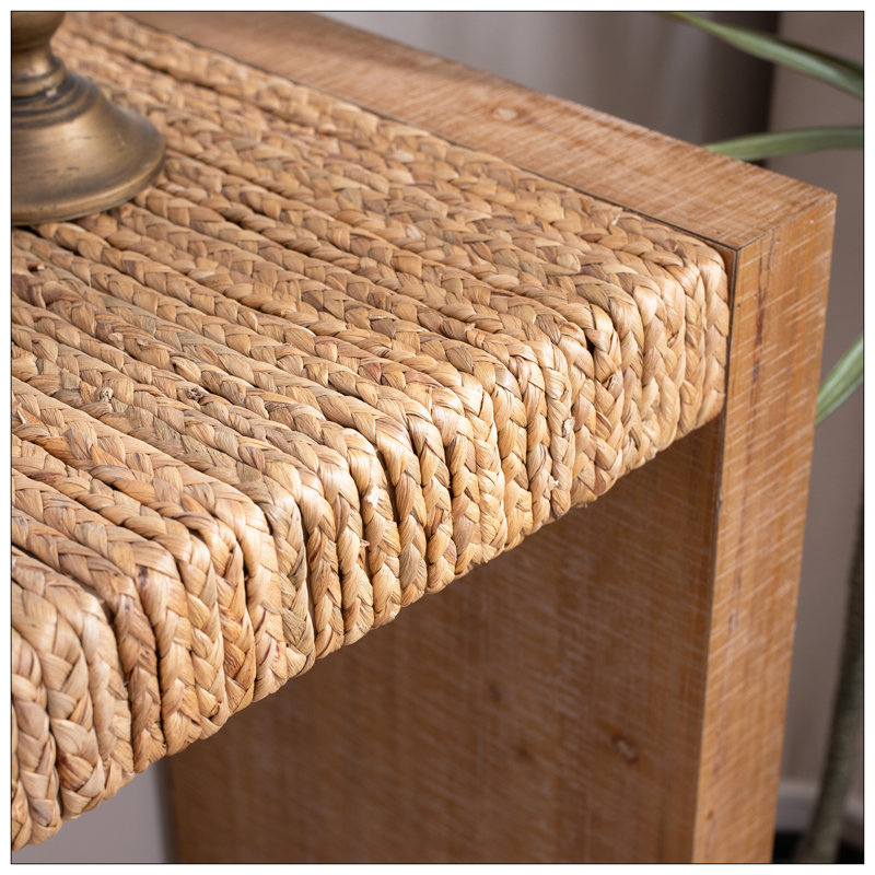 Console 69 po Natural Seagrass - Plateau tissé à la main avec structure en bois d'ingénierie