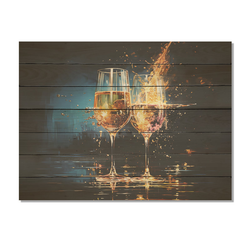 Wine Claret Brillance Cheers - Impression sur vin sur bois, H 10 po x l 20 po