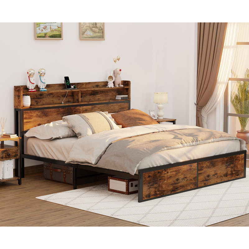 Lihensky Bed Frame with Storage Headboard, Full/Double