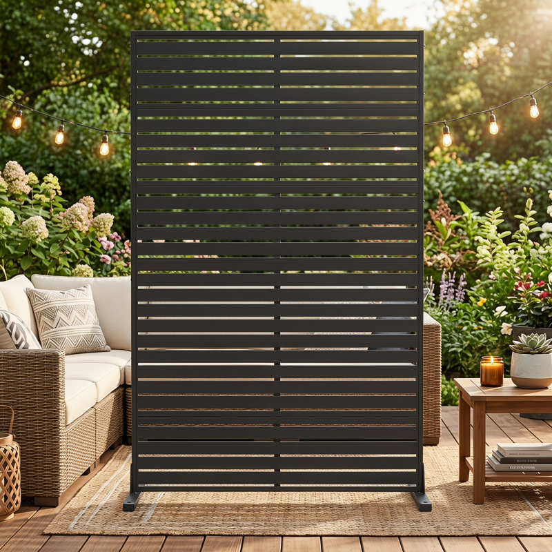 Extra-Sturdy 72" Room Divider – Windproof Outdoor/Indoor Privacy Screen With 0.8" Quiet Panels & Secure Ground Stakes, Black