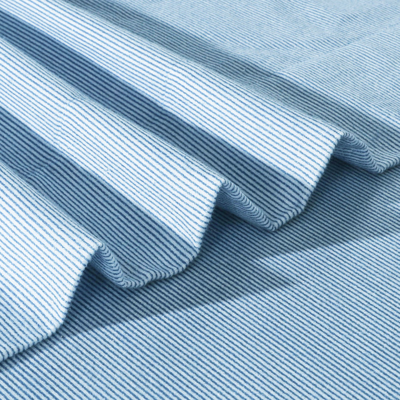 Colyt 100% Cotton Flannel Sheet Set, Queen Sheet Case Pack+Fitted Sheet + 2Pillowcase, Blue Ticking