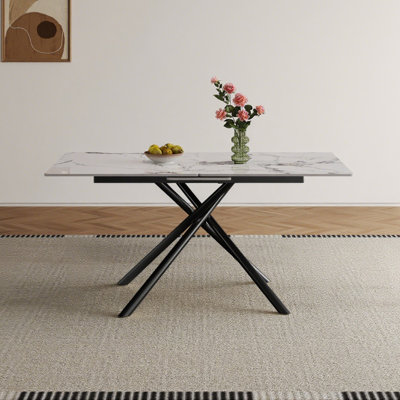 Table de salle à manger rectangulaire 59 po avec rallonge rétractable 59 po