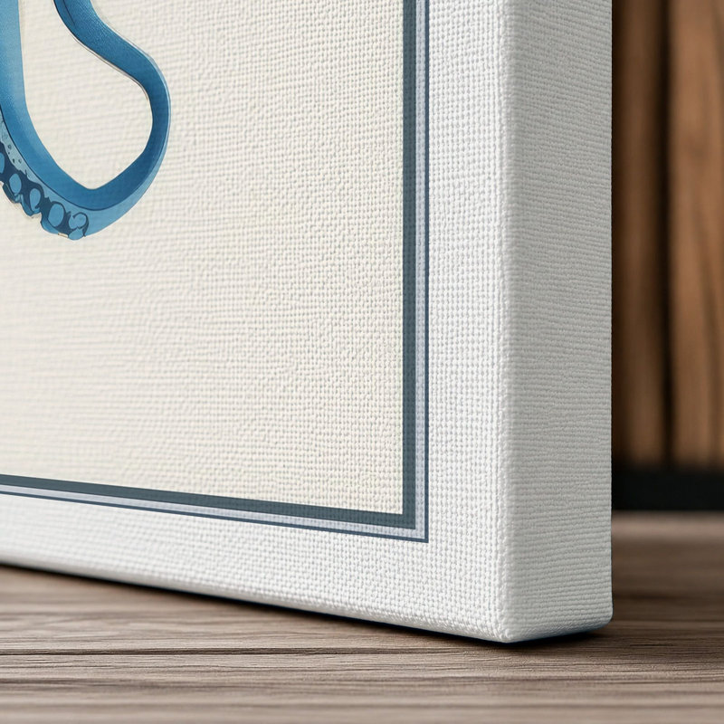Blue Octopus Modern - Wrapped Canvas, 30x20 - 76.2 x 50.8 cm, White Border