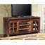 Meuble audio-vidéo en bois de manguier massif récupéré Pacey - console de divertissement à 4 portes avec panneaux de verre -109727671