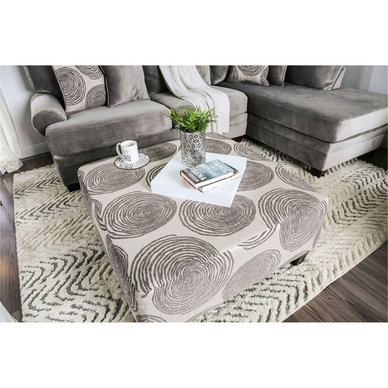 Repose-pieds carré surdimensionné de style transitionnel, Gris