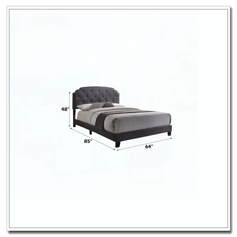 Burlap Upholstered Button Tufted Bed