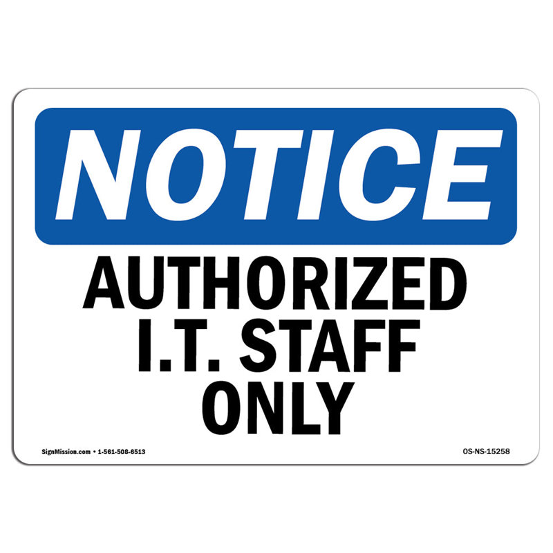 I.T. Signe personnel seulement, H 12 po x l 18 po x P 0,1 po