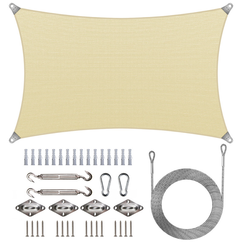 Voile d'ombrage rectangulaire renforcé, 16 pi x 18 pi, Beige