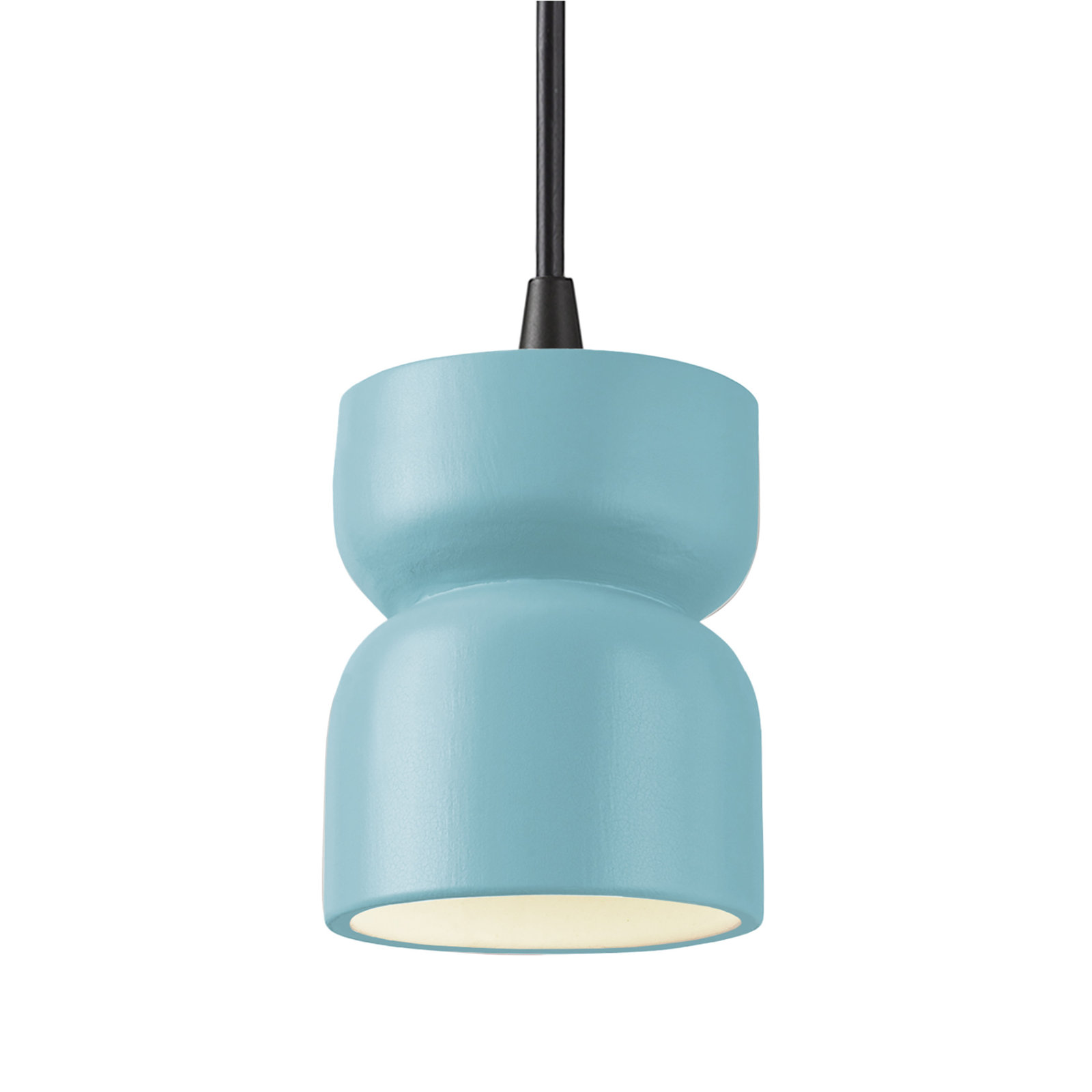 Leni Ceramic Hourglass Single Pendant , Reflecting Pool, Matte Black
