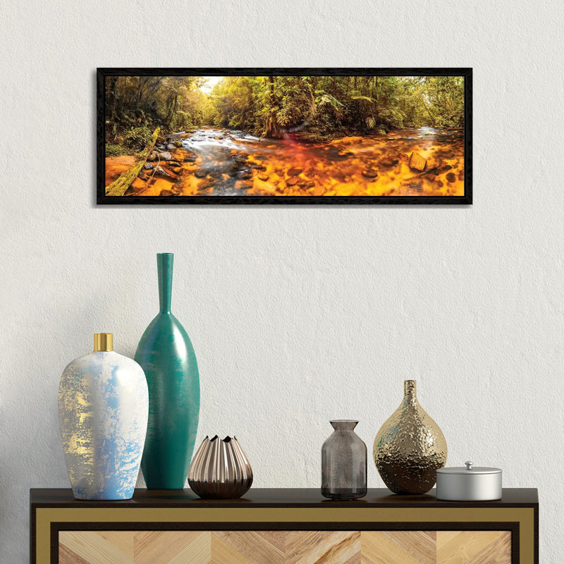 Jungle Panorama III 1 Piece Wall Art on Canvas, 30.48 cm H x 91.44 cm W, Black Floater Frame