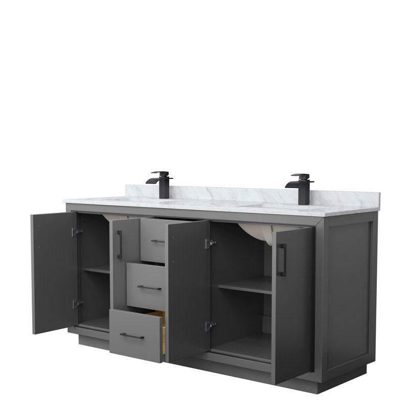 Icon 72" Double Bathroom Vanity Set, Dark Gray, Matte Black, 72"