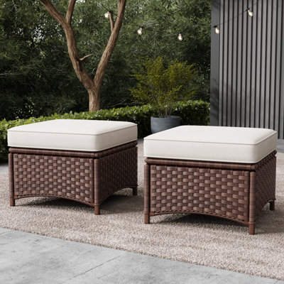 Layinsun Wicker Outdoor Patio Ottomans Set Of 2