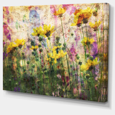 «Coreopsis Flowers and Paint Splash», impression sur toile tendue